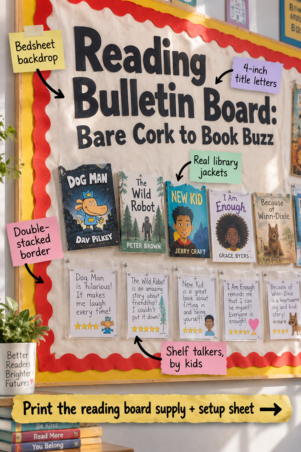 Interactive Reading Bulletin Board Ideas + Printable Setup Sheet