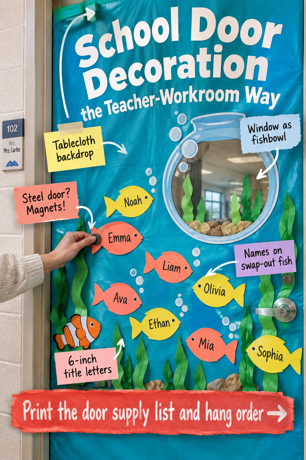 Ocean Theme School Door Decoration: The Print-and-Hang Plan