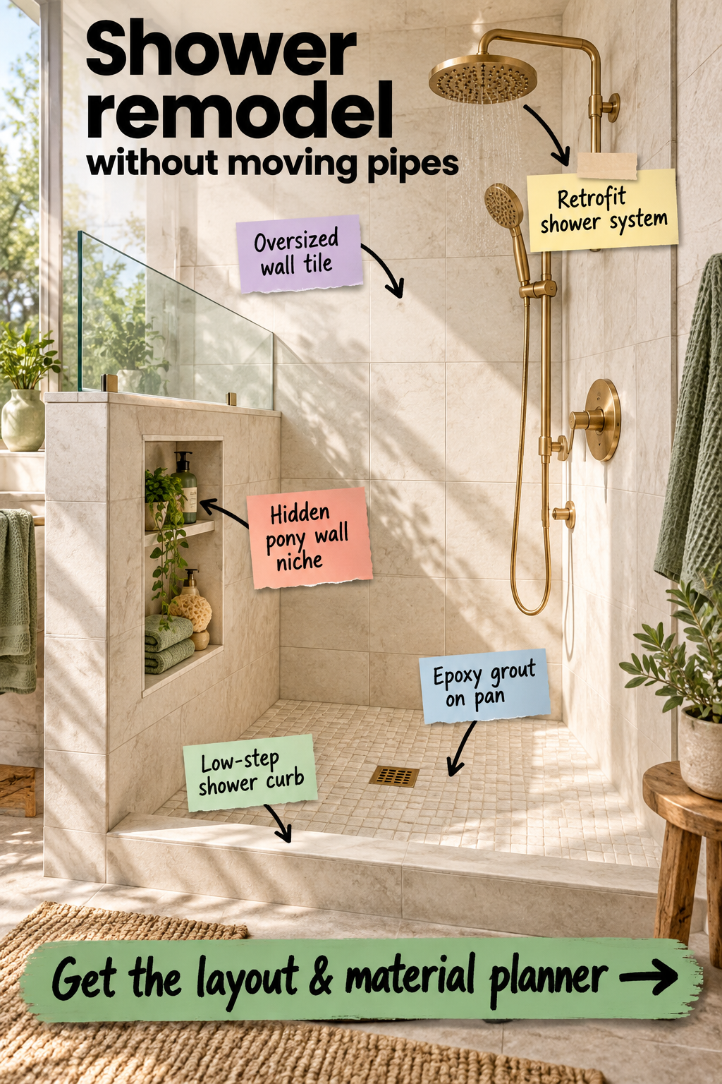Shower Remodel Without Moving Pipes: Layout Planner