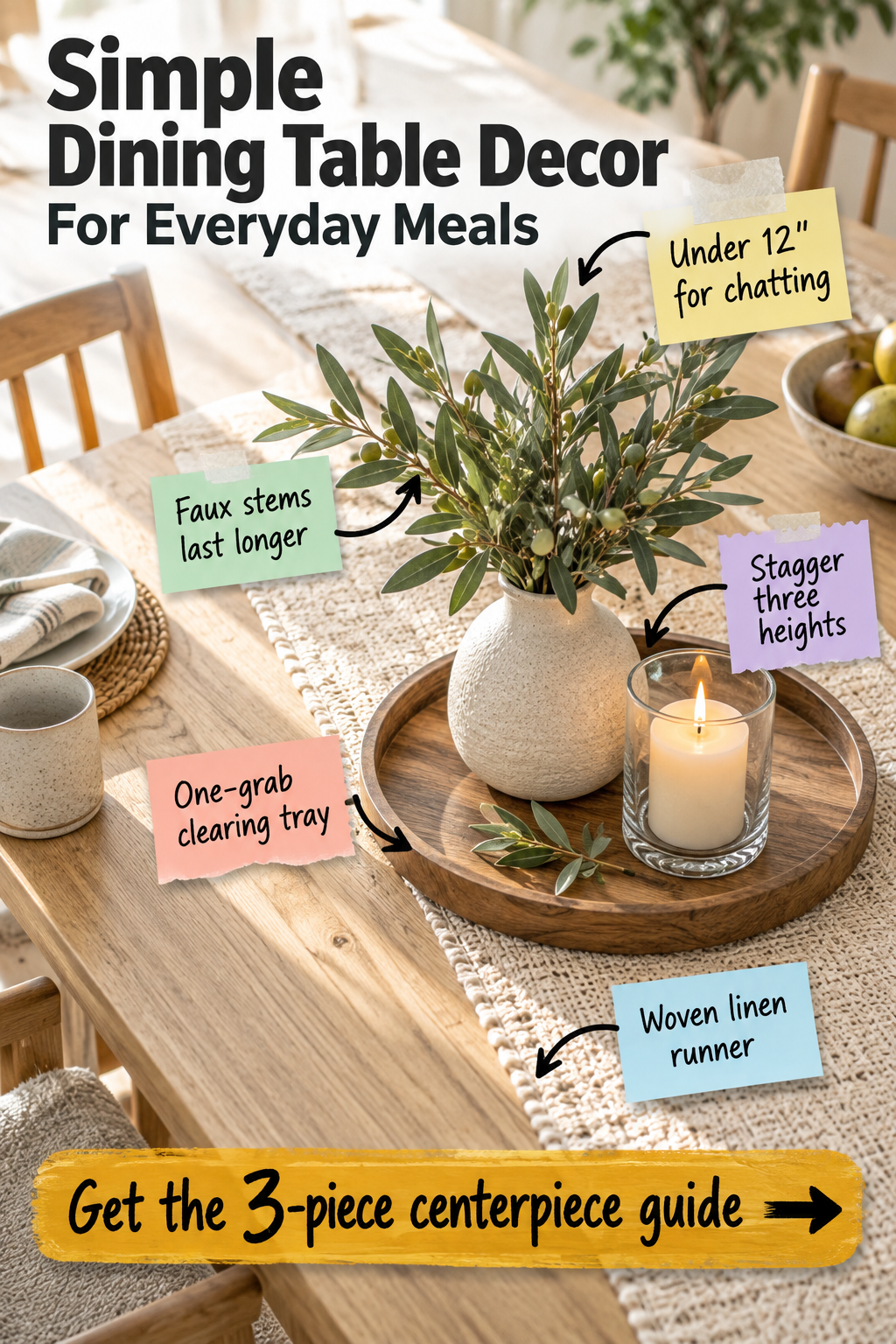 Everyday Dining Table Decor: The 3-Piece Centerpiece Guide