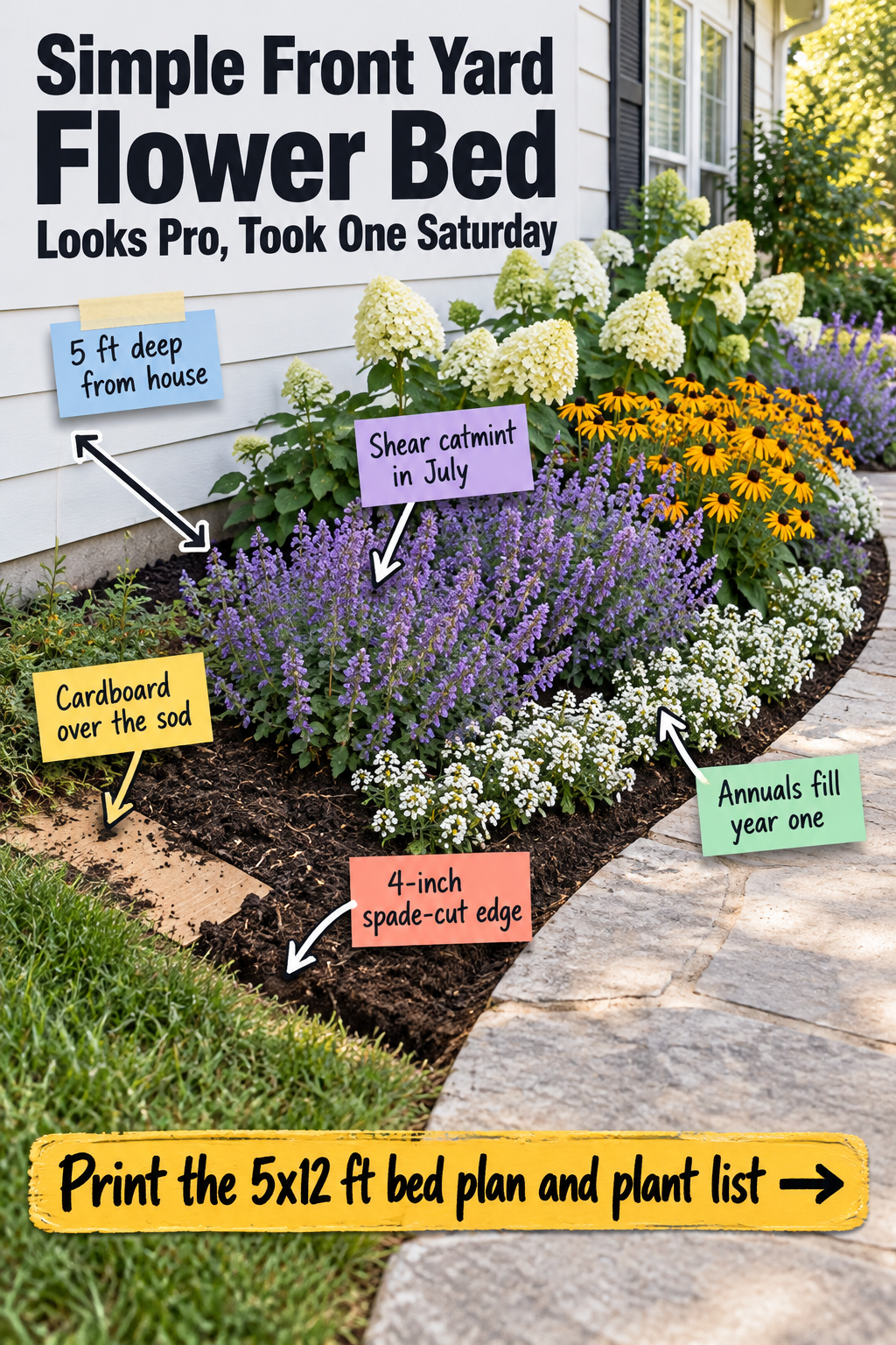 Simple Front Yard Flower Bed Plan for a One-Saturday DIY