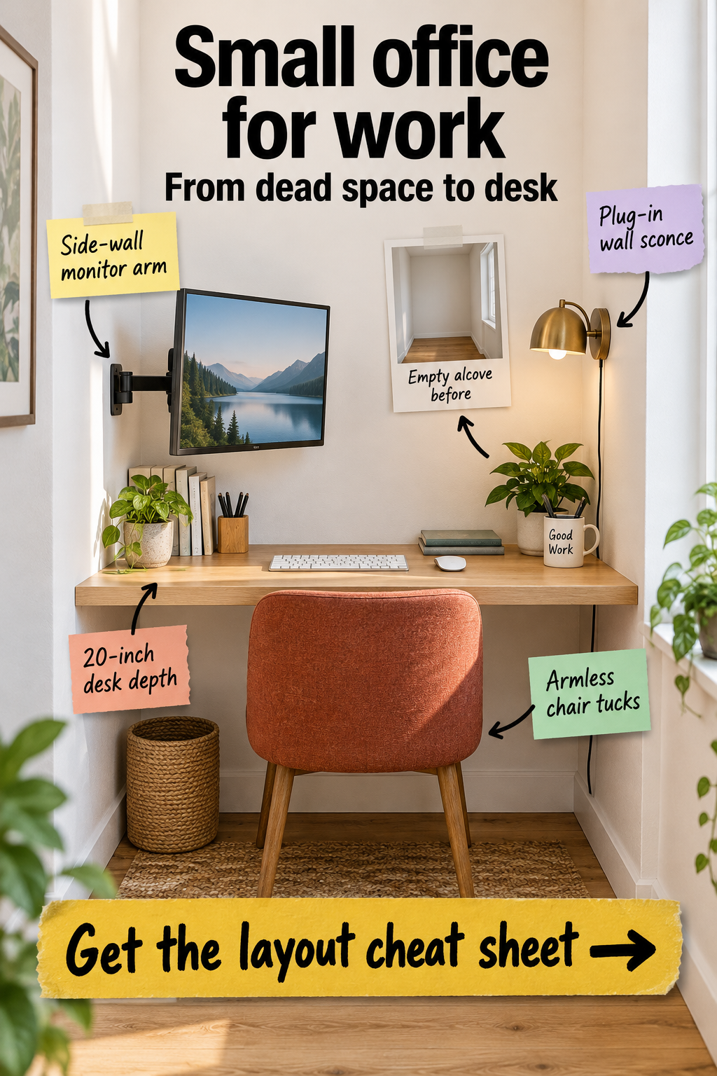 Small Home Office Layout: The Alcove Measurement Cheat Sheet