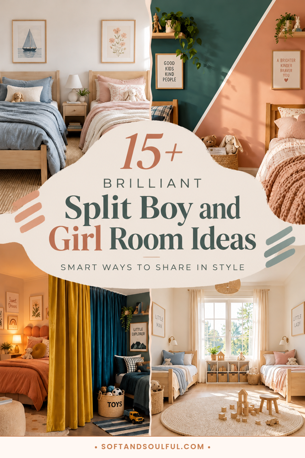 15+ Brilliant Split Boy and Girl Room Ideas