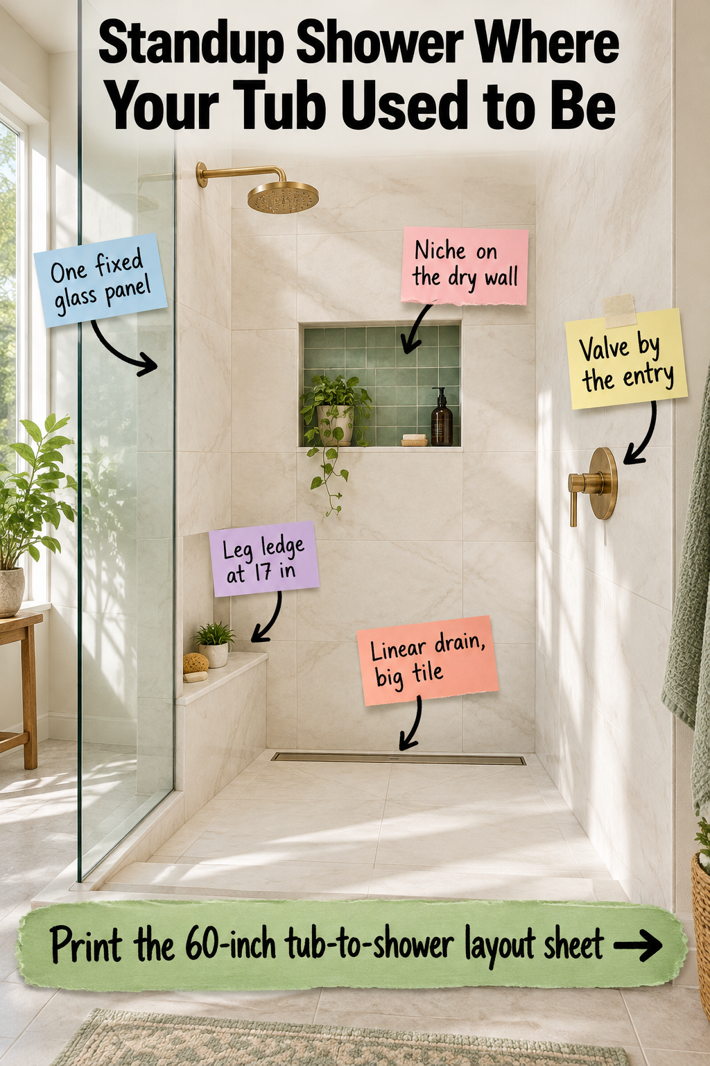 Tub to Standup Shower Conversion: The 60-Inch Layout Guide
