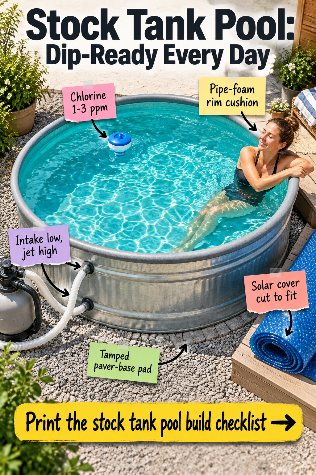 DIY Stock Tank Pool Guide: Setup, Care & Printable Checklist