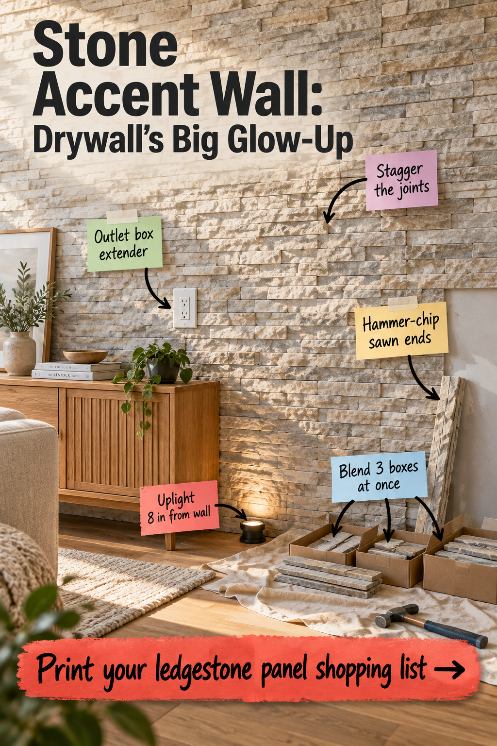 Stone Accent Wall: Drywall's Big Glow-Up