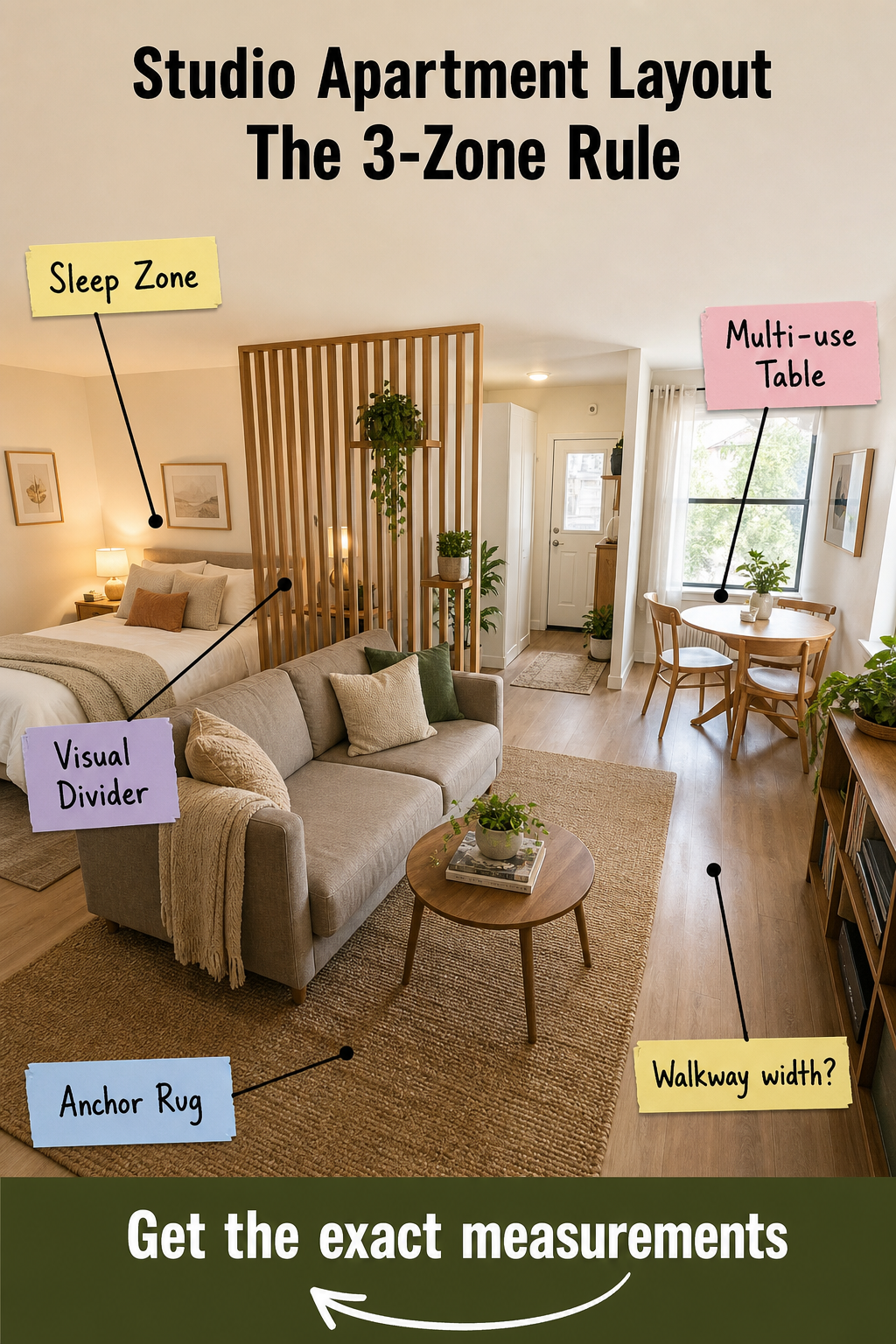 Studio Apartment Layout: The 3-Zone Rule & Measurements
