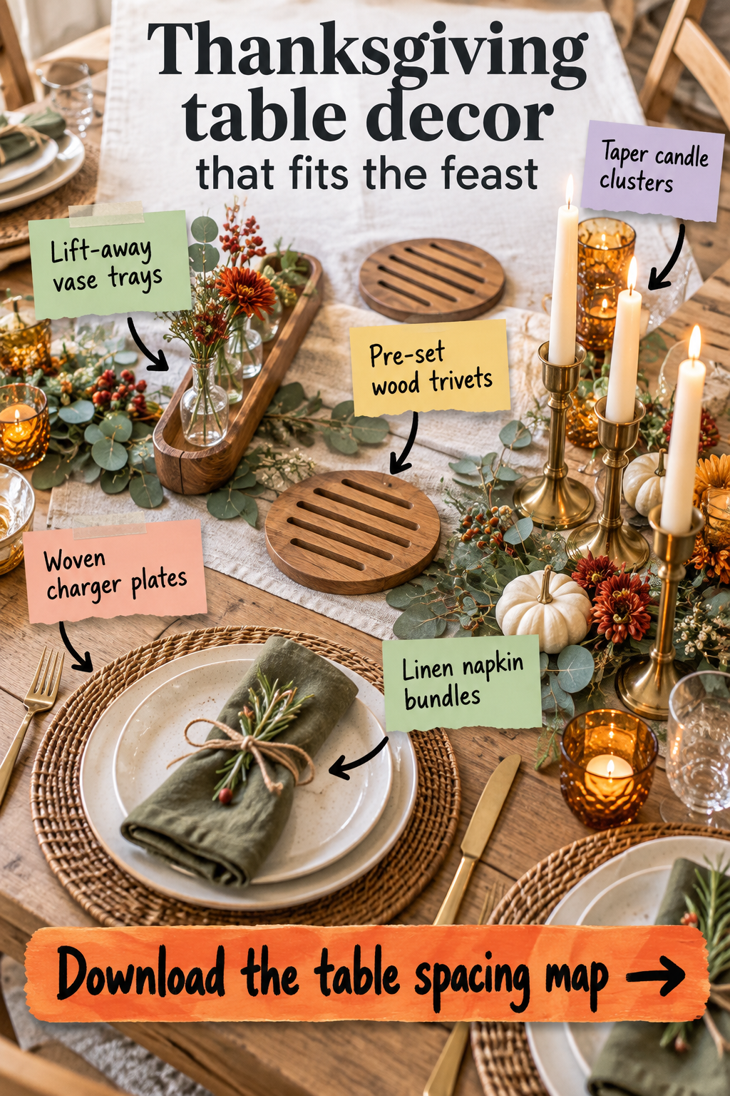 Thanksgiving Table Decor That Fits the Feast (with Spacing Map)