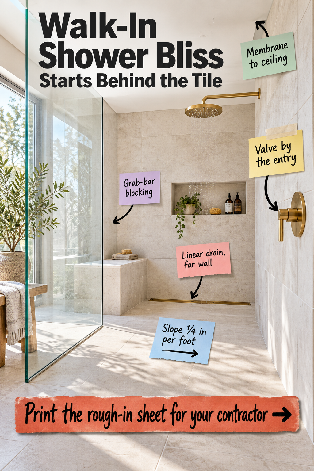 Walk-in Shower Rough-in Sheet: Dimensions for a Flawless Build
