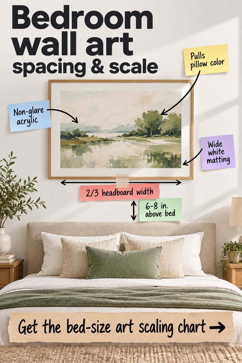 Bedroom Wall Art Spacing & the Bed-Size Scaling Chart