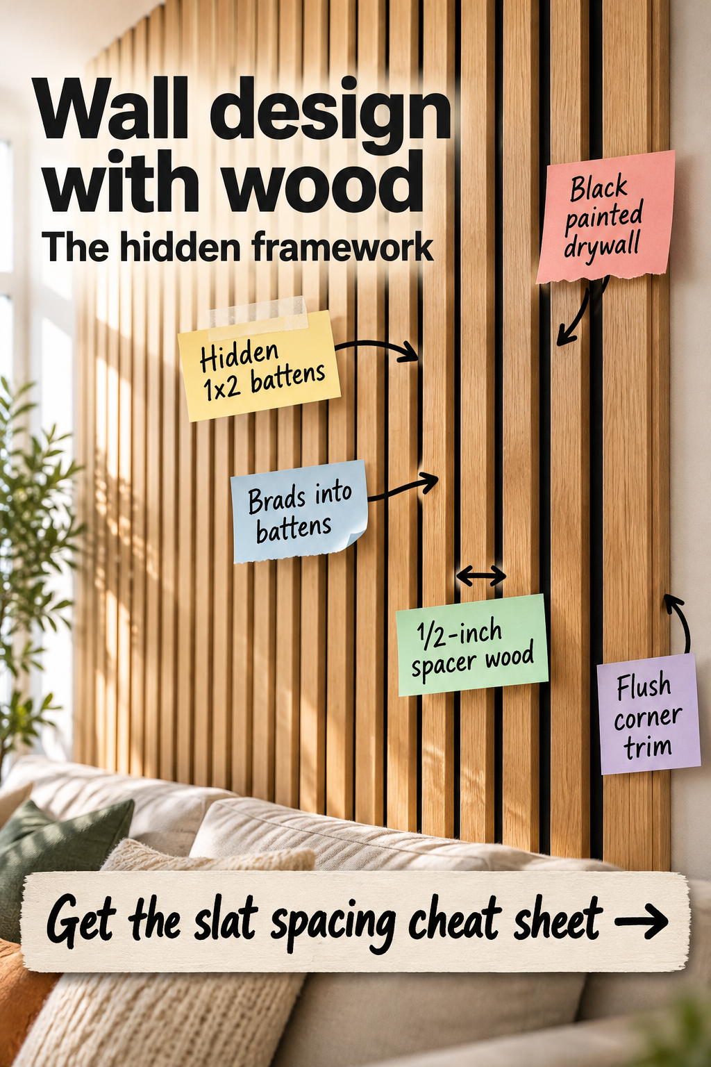 DIY Wood Slat Wall: Spacing Cheat Sheet & Hidden Framework