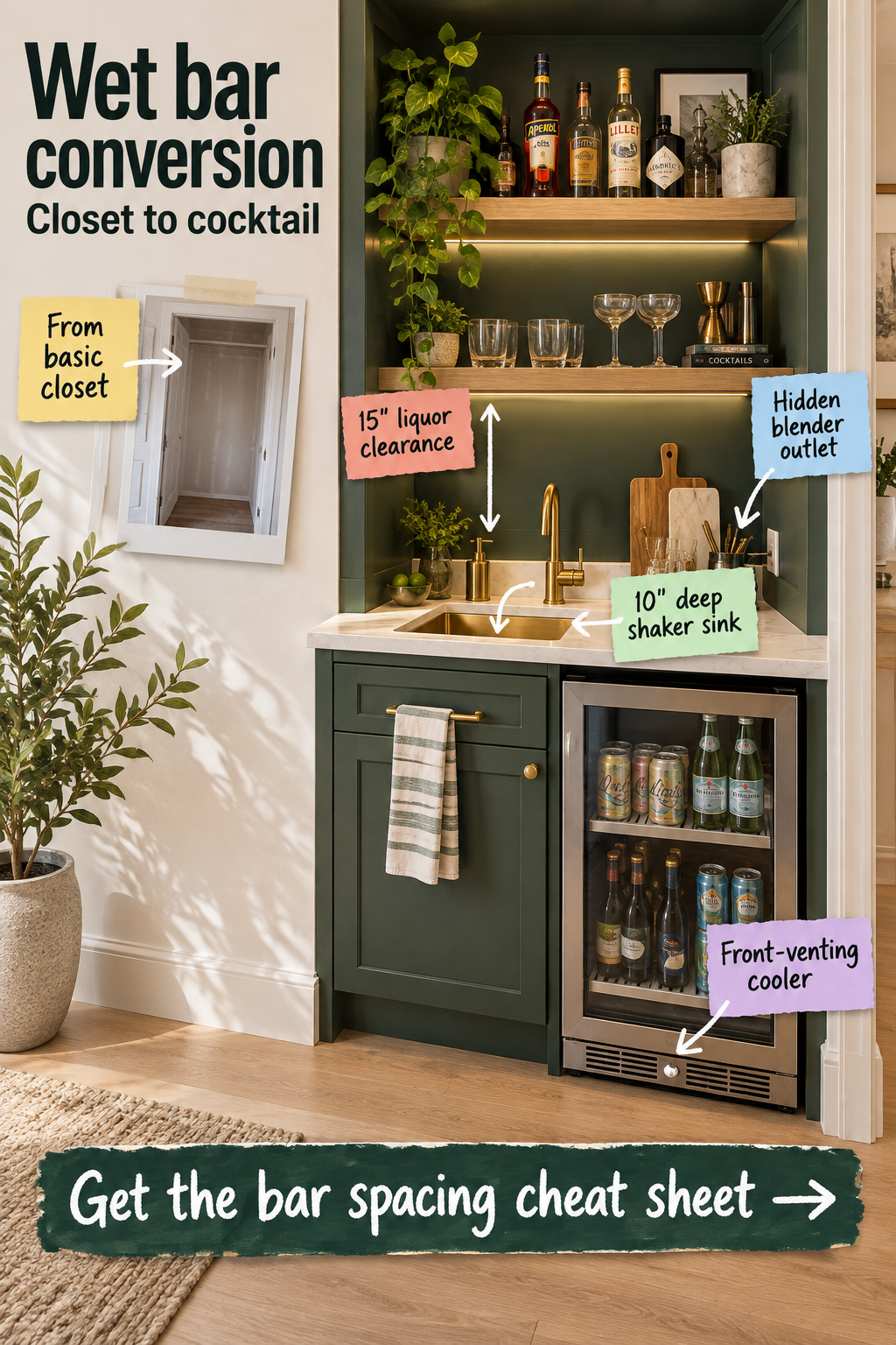Closet to Wet Bar Conversion: Spacing & Plumbing Checklist