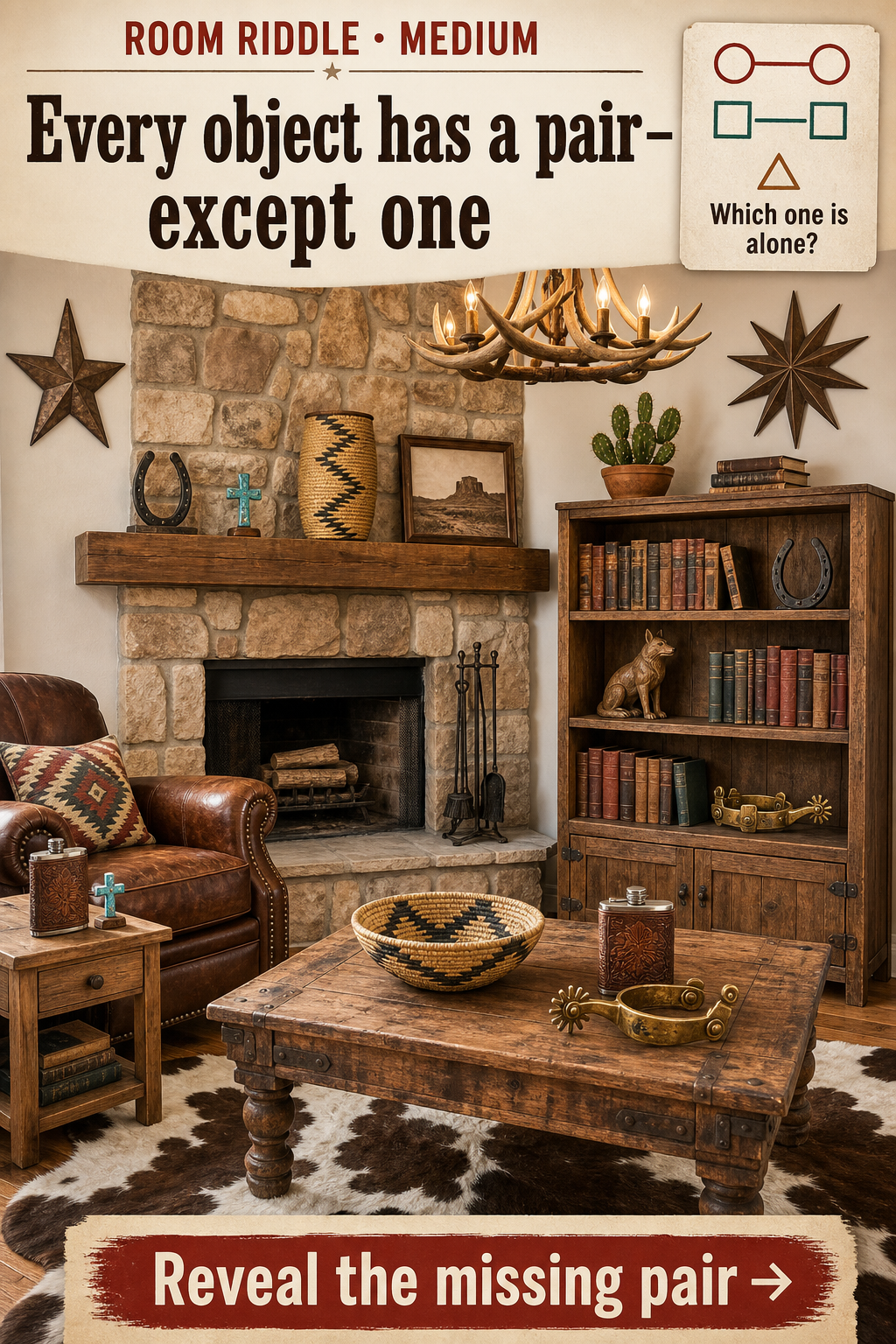 Pinterest pin for Western Decor Pair-Search: Spot the Lone Object