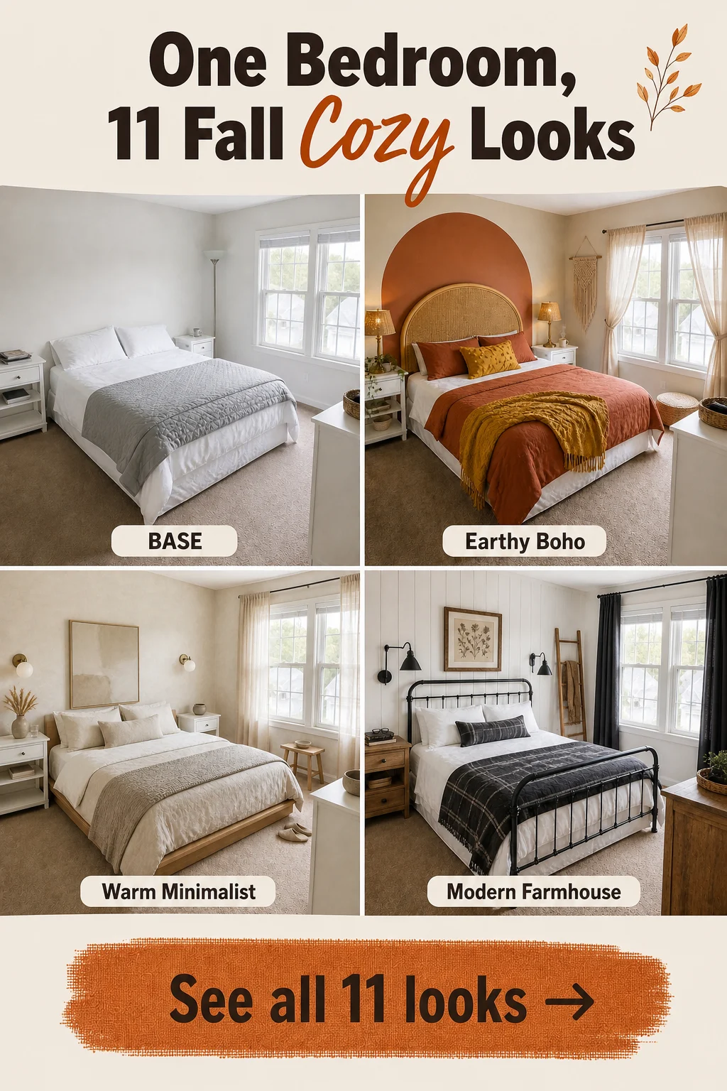 Pinterest pin for Fall Bedroom Ideas: 11 Cozy Styles in One Exact Room