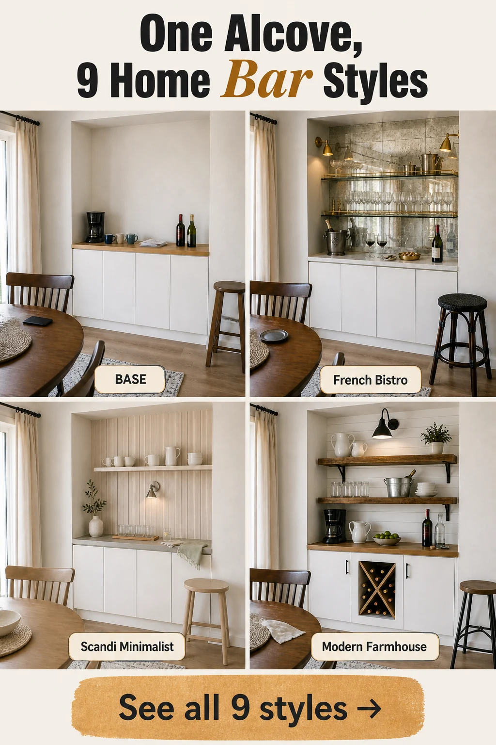 One Alcove, 9 Home Bar Styles